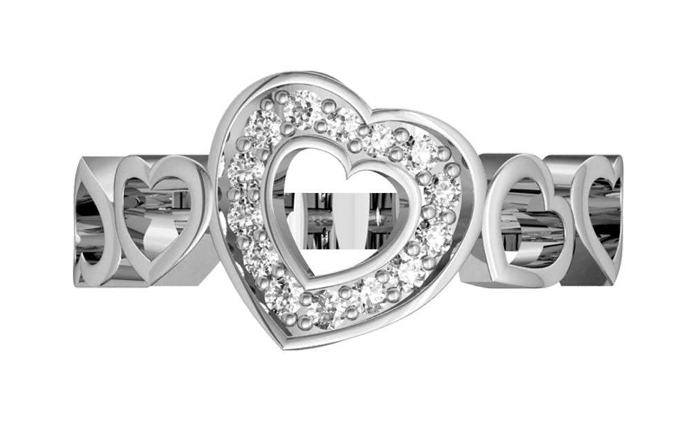 Attractive Heart Ring with diamonds - Jewelslane