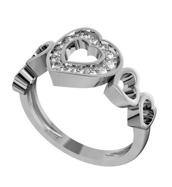 Attractive Heart Ring with diamonds - Jewelslane