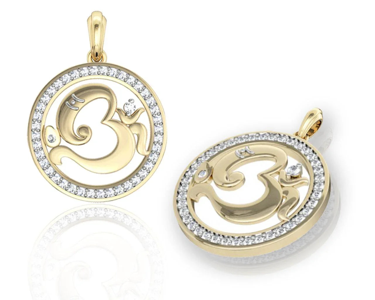 Aum Ganesh Gold Pendant - Jewelslane