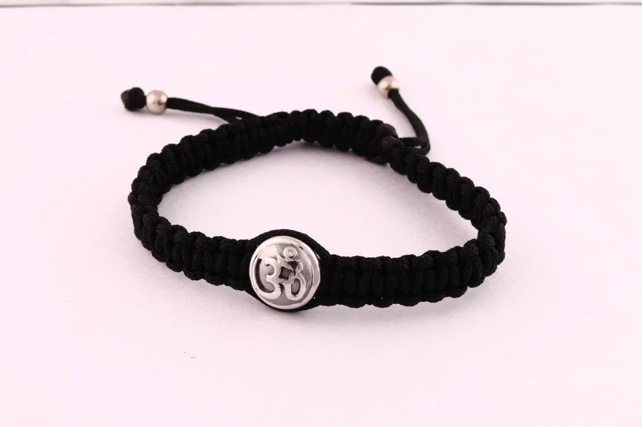 Aum Bracelet with Single Diamond Bead - Jewelslane