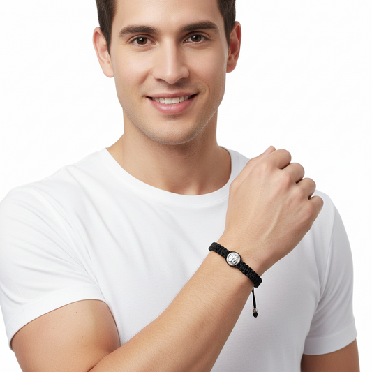 Aum Bracelet with Single Diamond Bead - Jewelslane