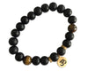 Aumkaara Positivity Bracelet with Tiger’s eye & Black onyx in gold - Jewelslane