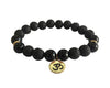 Aumkaara Stability bracelet with Lava Beads & Black onyx in gold - Jewelslane