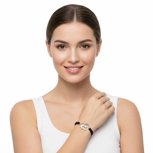 Aumkaara calligraphic Om bracelet in silver - jewelslane