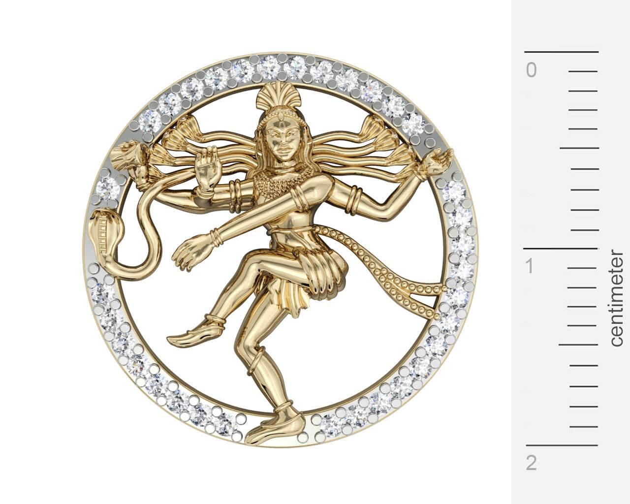 Auspicious Nataraj pendant in gold - Jewelslane