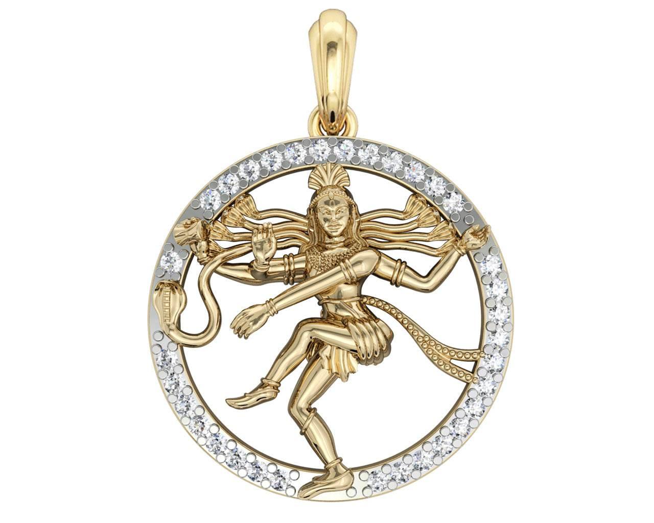 Auspicious Nataraj pendant in gold - Jewelslane