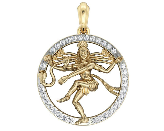 Auspicious Nataraj pendant in gold - Jewelslane