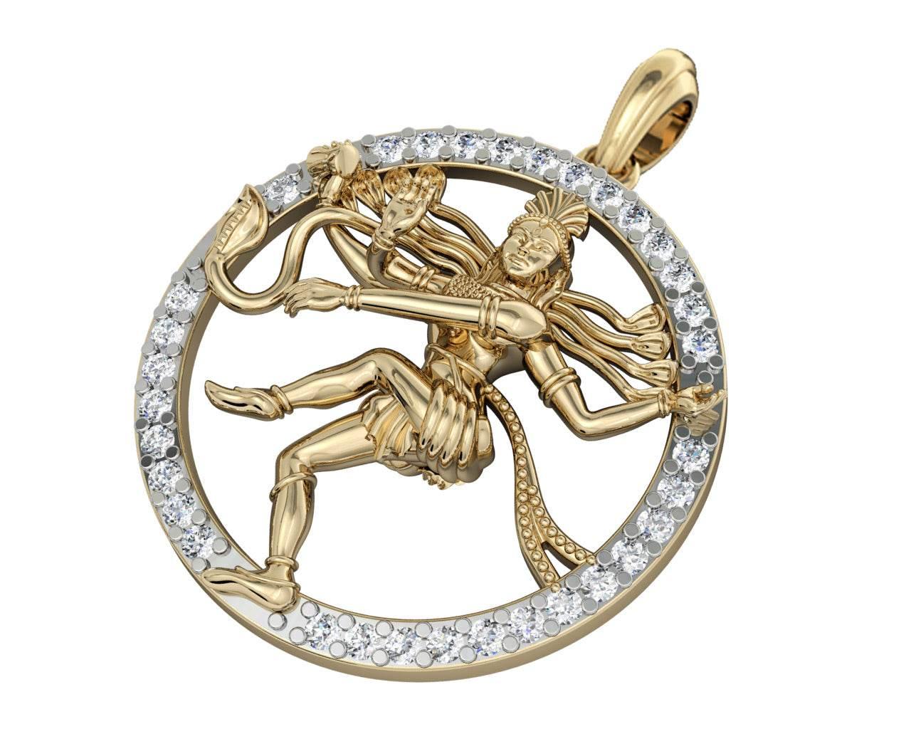 Auspicious Nataraj pendant in gold - Jewelslane