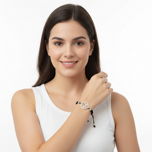Auspicious Aum Charm Silver Bracelet for Girls - jewelslane