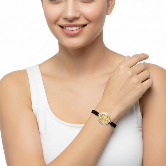 Auspicious Guruji Swaroop bracelet in gold with diamonds - jewelslane