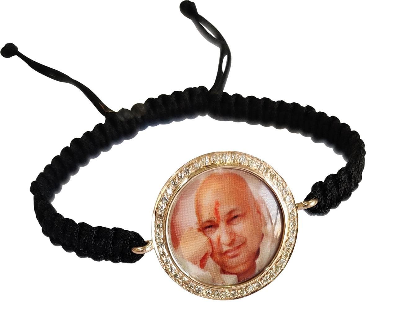 Auspicious guruji swaroop bracelet in gold with diamonds - Jewelslane