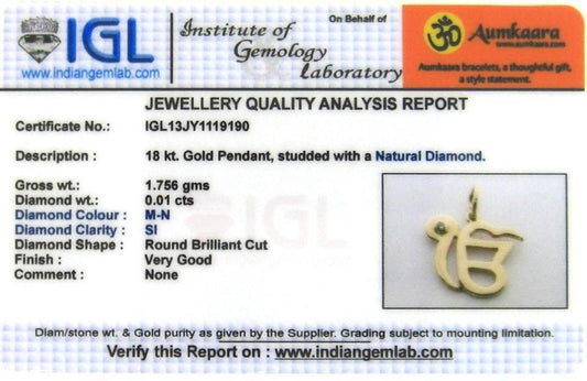 Gold ik onkaar pendant - Jewelslane