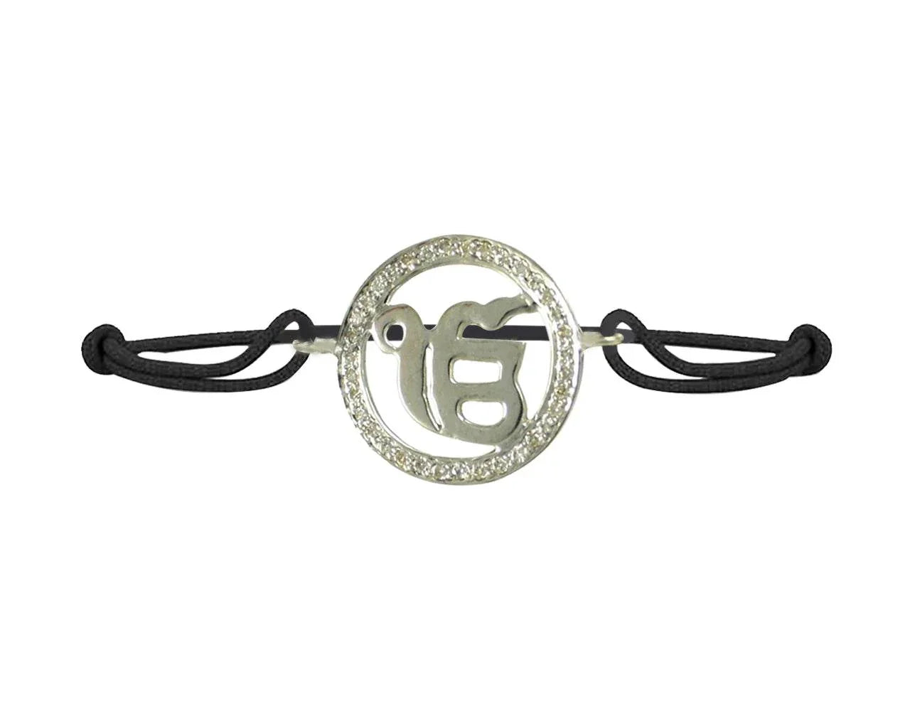 Ik Onkaar Border Diamond Bracelet in Silver - Jewelslane