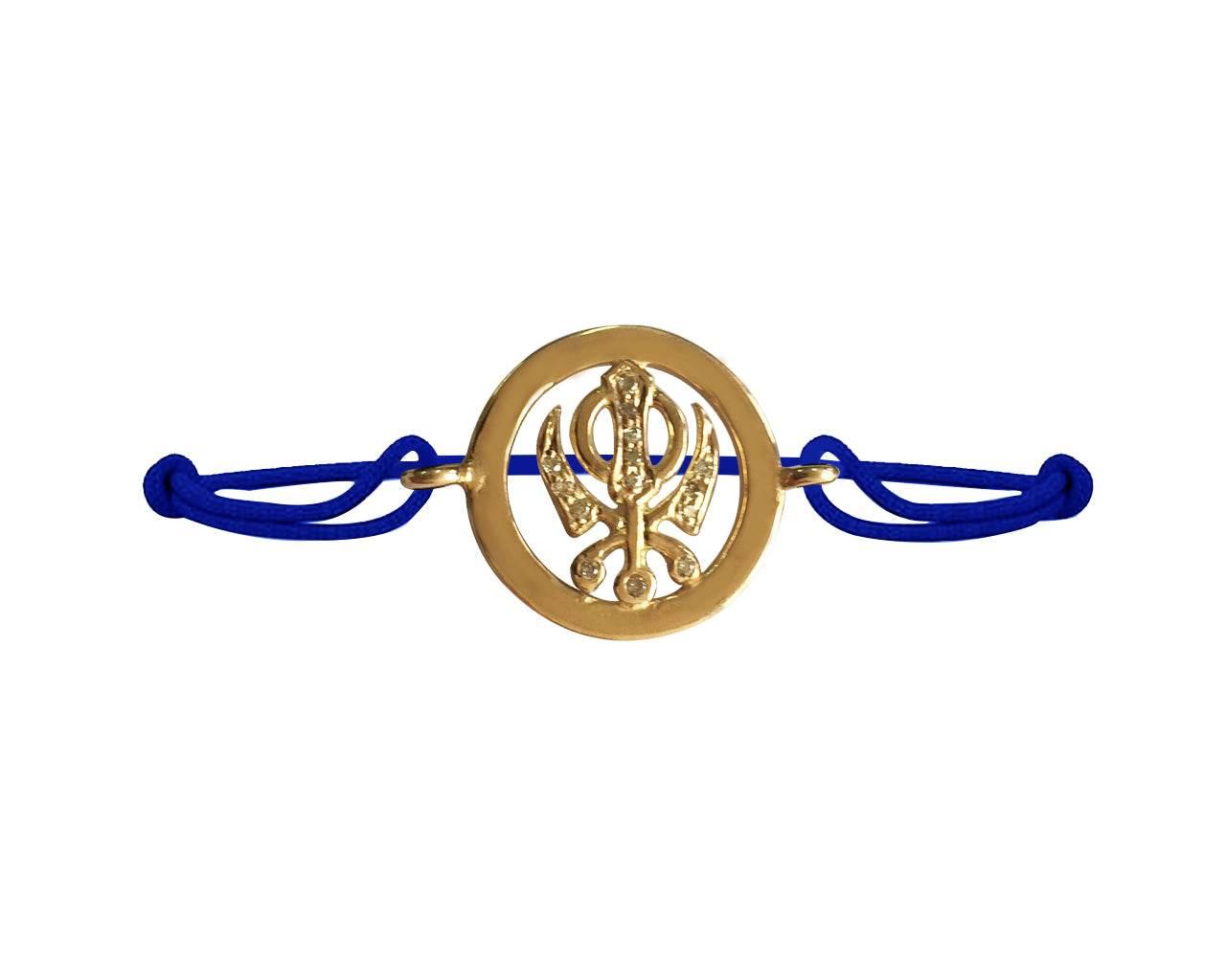 Khanda Inside Diamond Gold Bracelet - Jewelslane