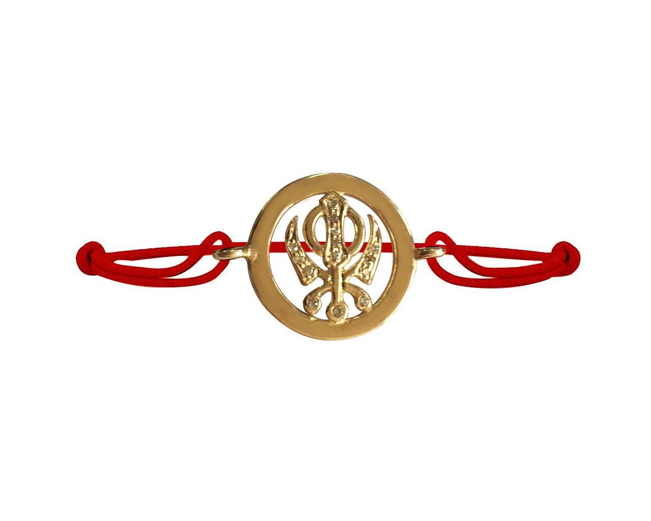 Khanda Inside Diamond Gold Bracelet - Jewelslane