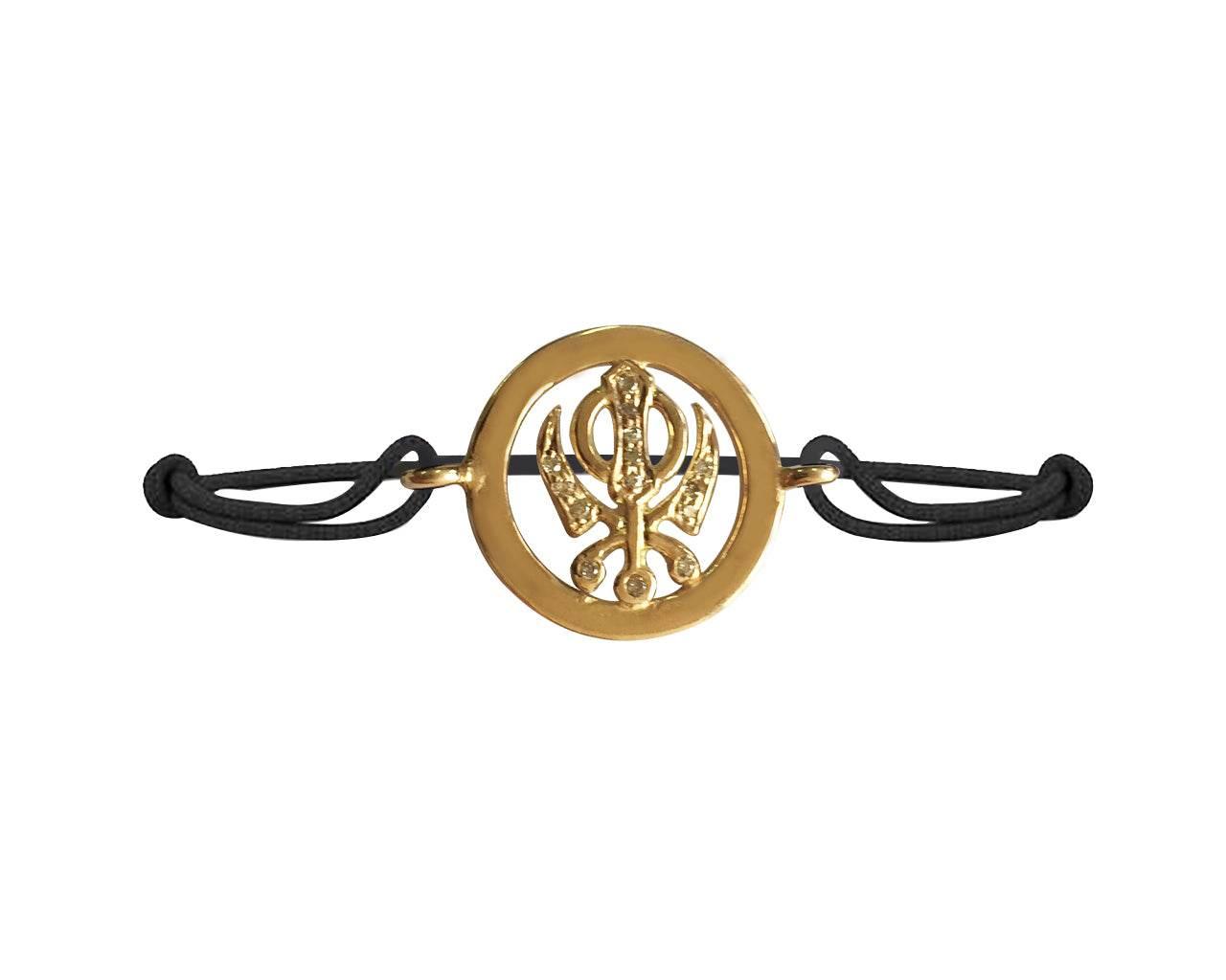 Khanda Inside Diamond Gold Bracelet - Jewelslane