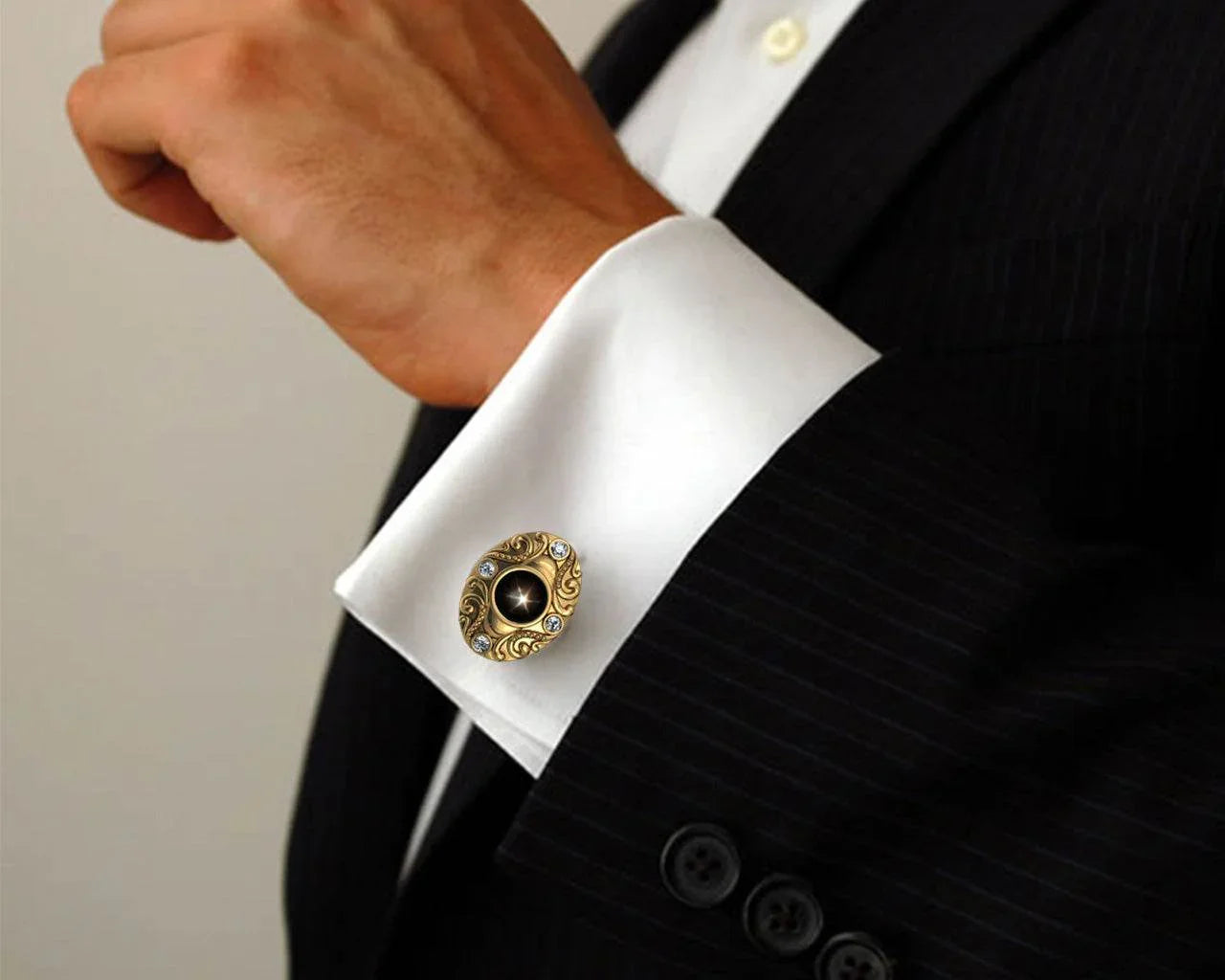 Black Star Diopsite cufflinks - Jewelslane