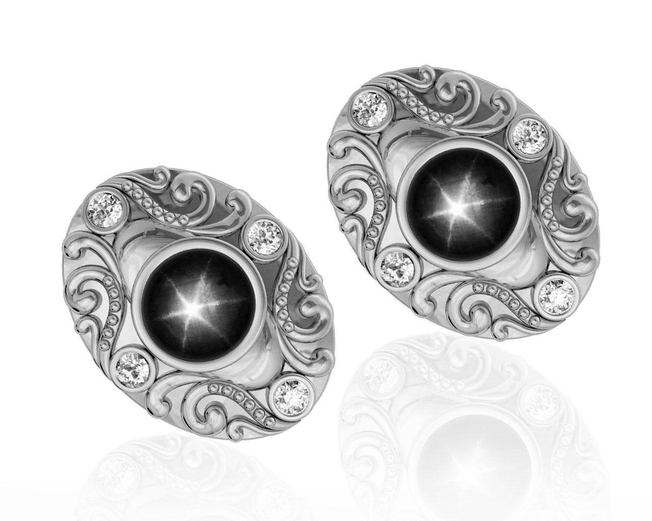 Black Star Diopsite cufflinks - Jewelslane