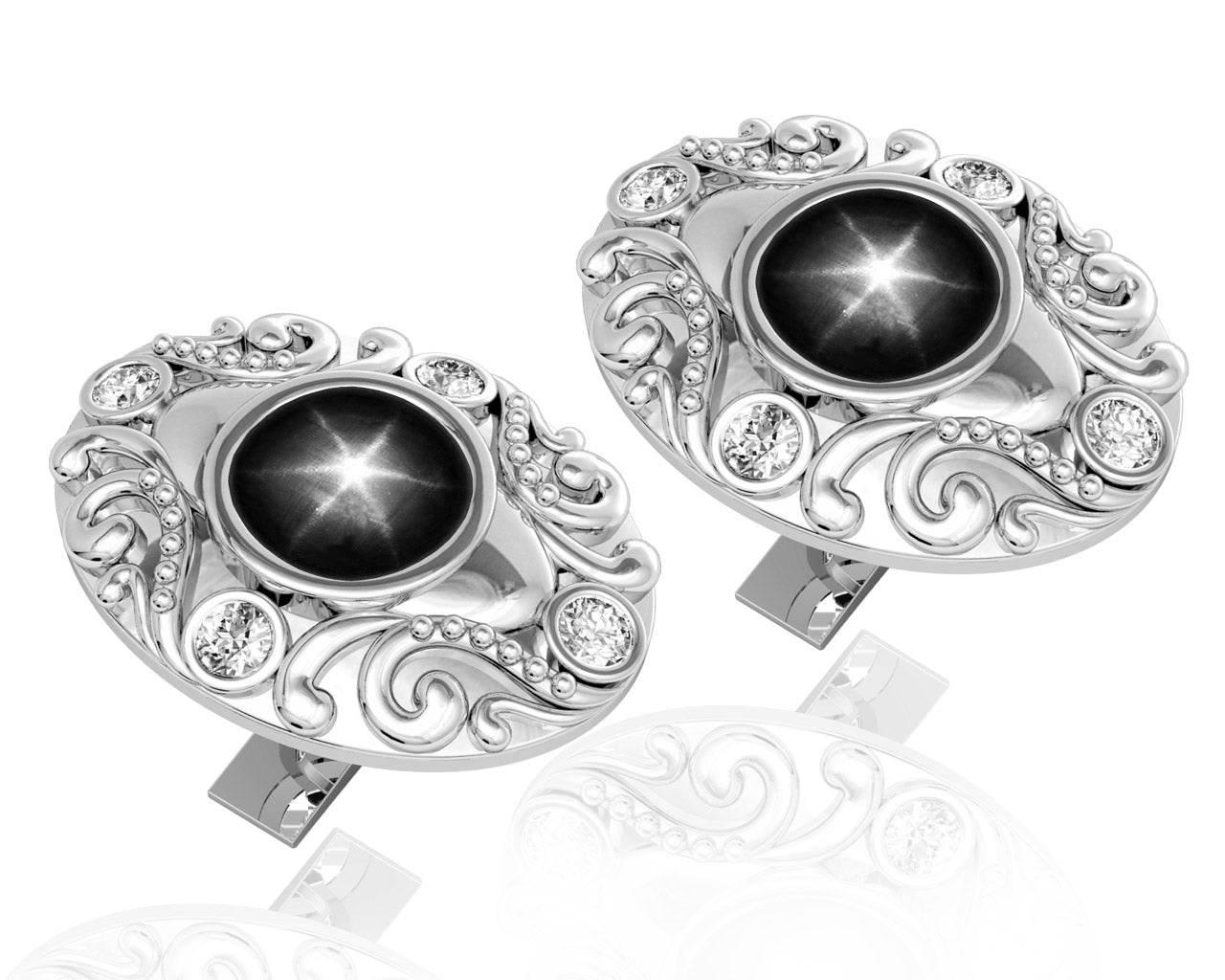 Black Star Diopsite cufflinks - Jewelslane