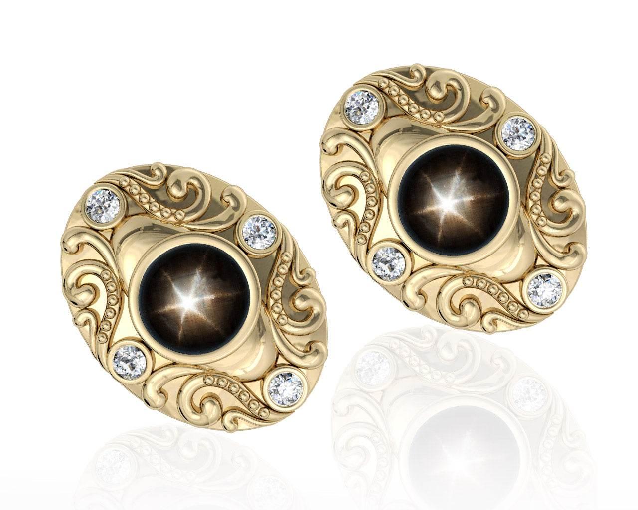 Black Star Diopsite cufflinks - Jewelslane
