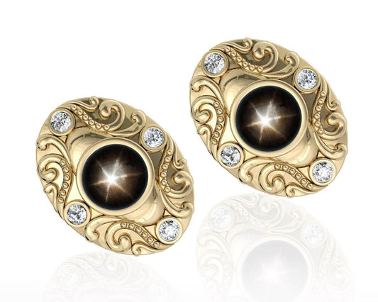 Black Star Diopsite cufflinks - Jewelslane