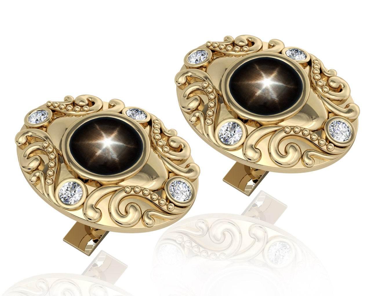 Black Star Diopsite cufflinks - Jewelslane