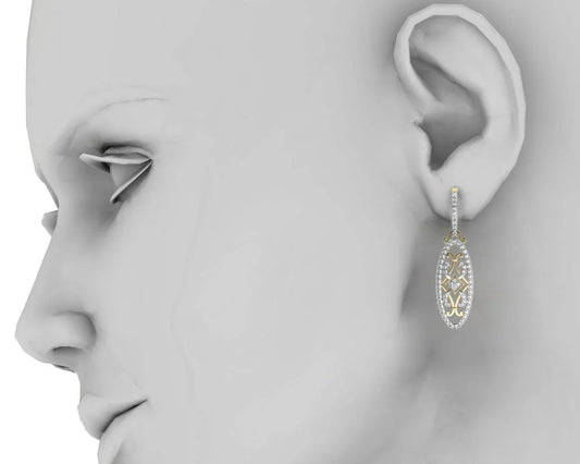 Captivating Trendy Diamond danglers on Hoops - Jewelslane