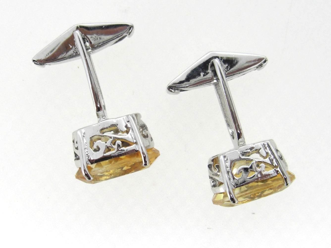Citrine Cufflinks with filigri - Jewelslane