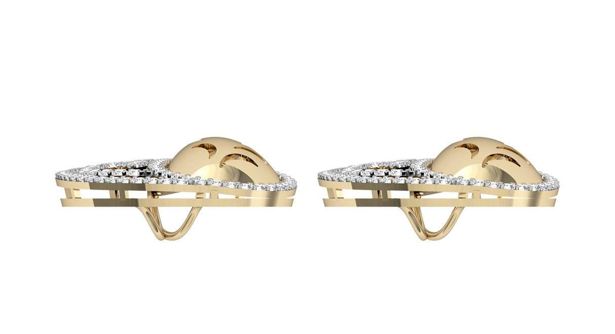 Contemporary Two tone Diamond Earclips - Jewelslane