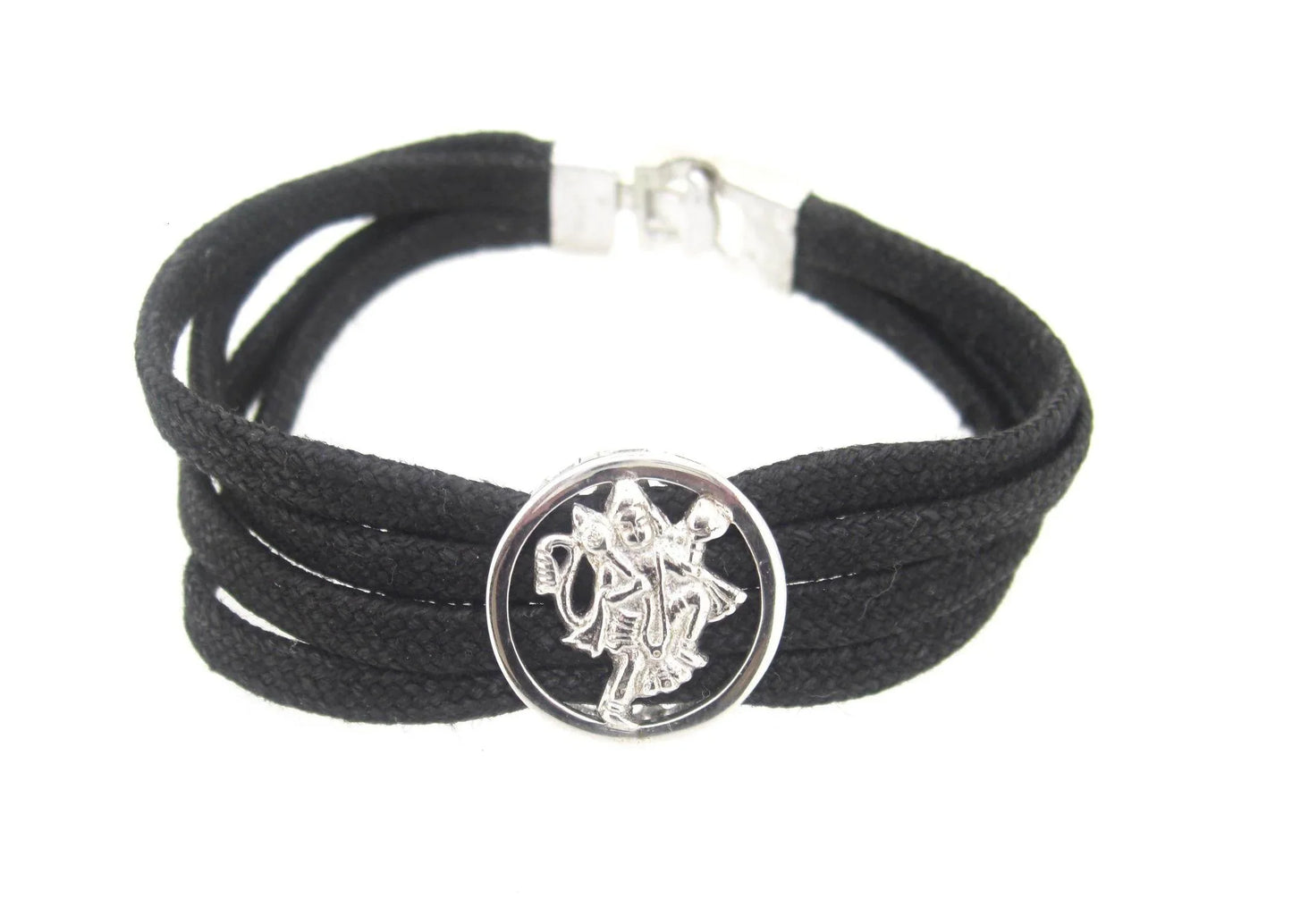 Hanuman Bracelet in Silver with Diamonds on Thread - Jewelslane