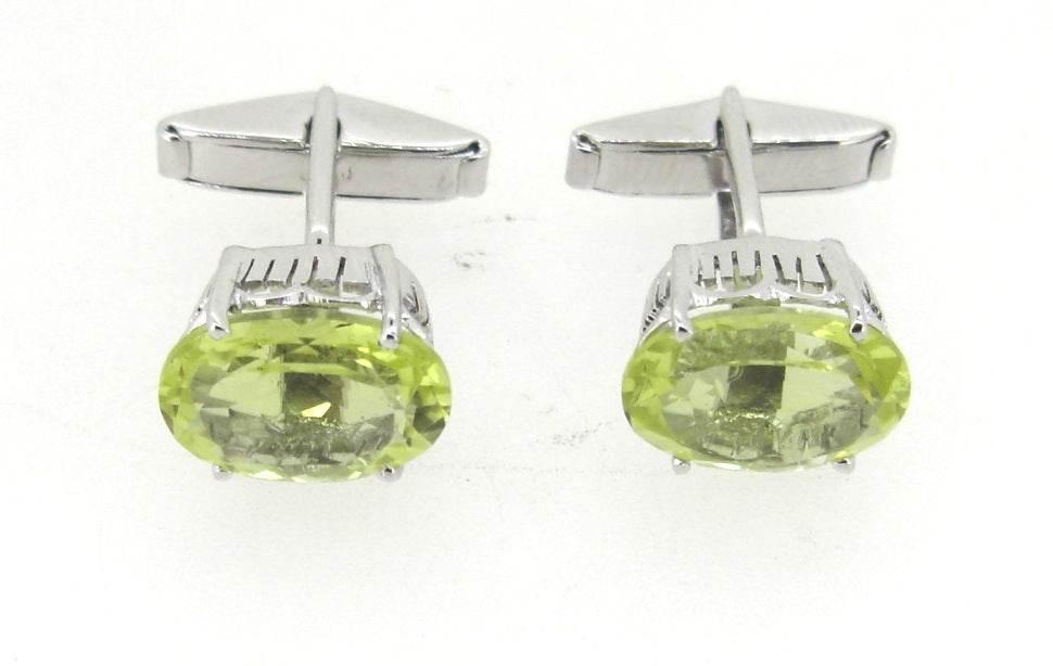 Cufflinks with Lemon Quartz in silver - Jewelslane