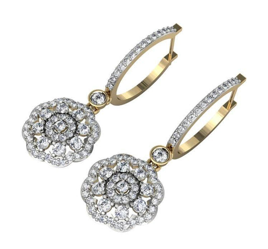 Delicate Diamond Danglers on Hoops - Jewelslane