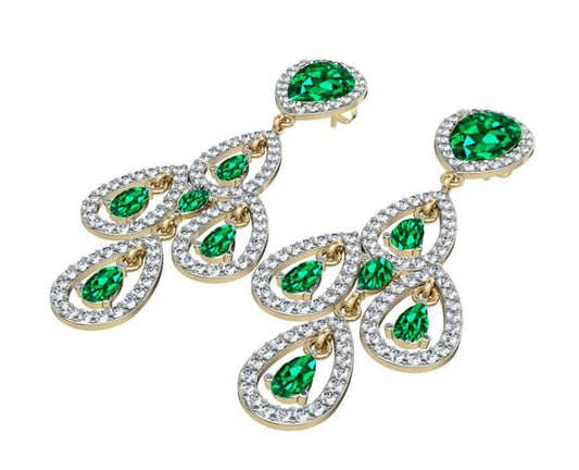 Delicate Emerald Diamond Danglers - Jewelslane
