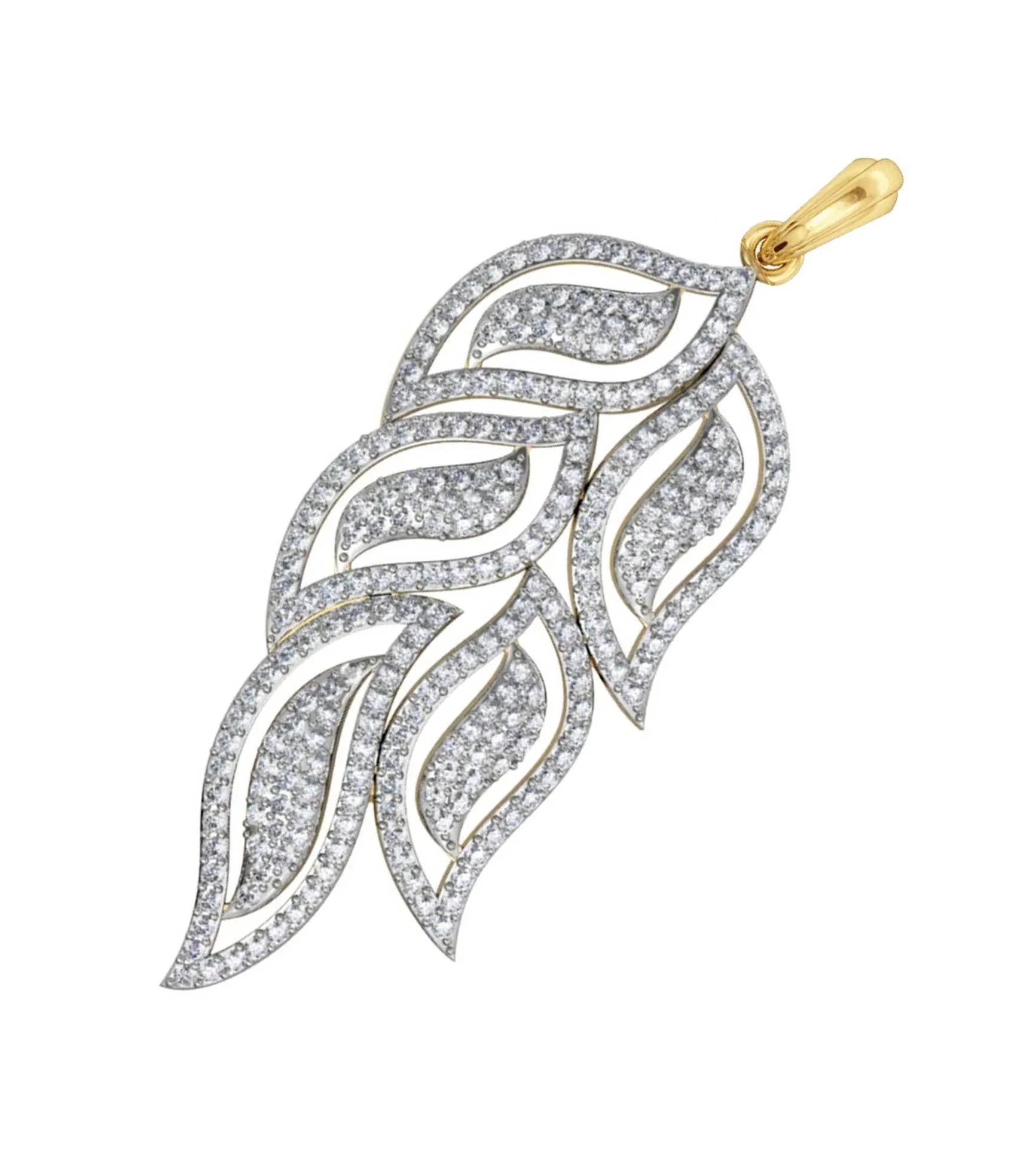 Designer Diamond leaf design Pendant - Jewelslane