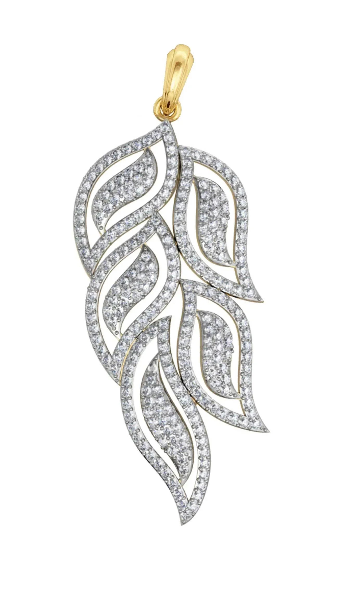 Designer Diamond leaf design Pendant - Jewelslane