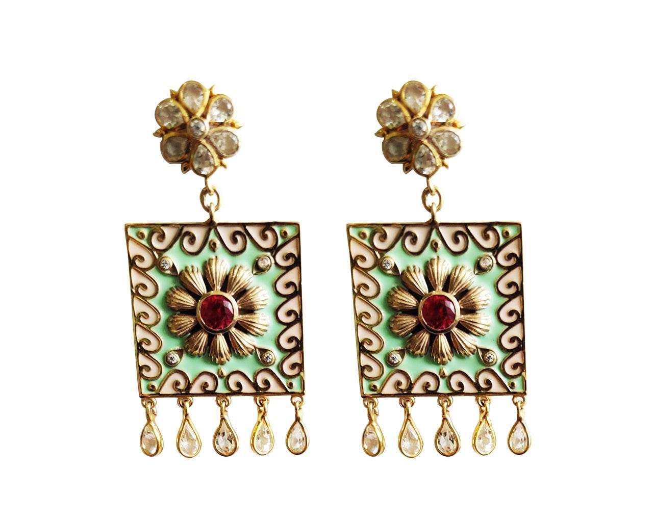 Designer Gold plated genuine silver earrings - Jewelslane