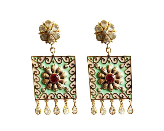 Designer Gold plated genuine silver earrings - Jewelslane