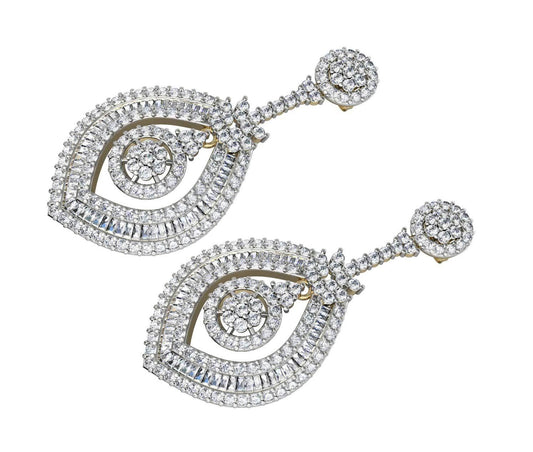 Diamond Danglers with Baguettes - Jewelslane
