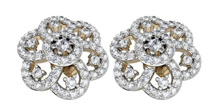 Diamond Floral Cluster Eartops - Jewelslane