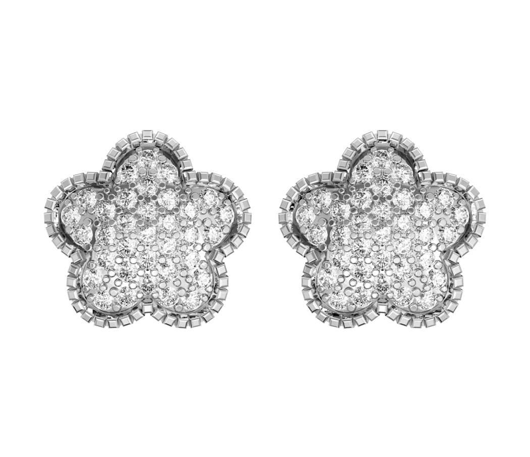 Diamond Flower Earstuds - Jewelslane
