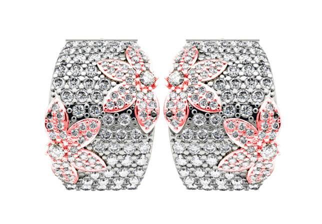 Diamond Balis with floral design - Jewelslane