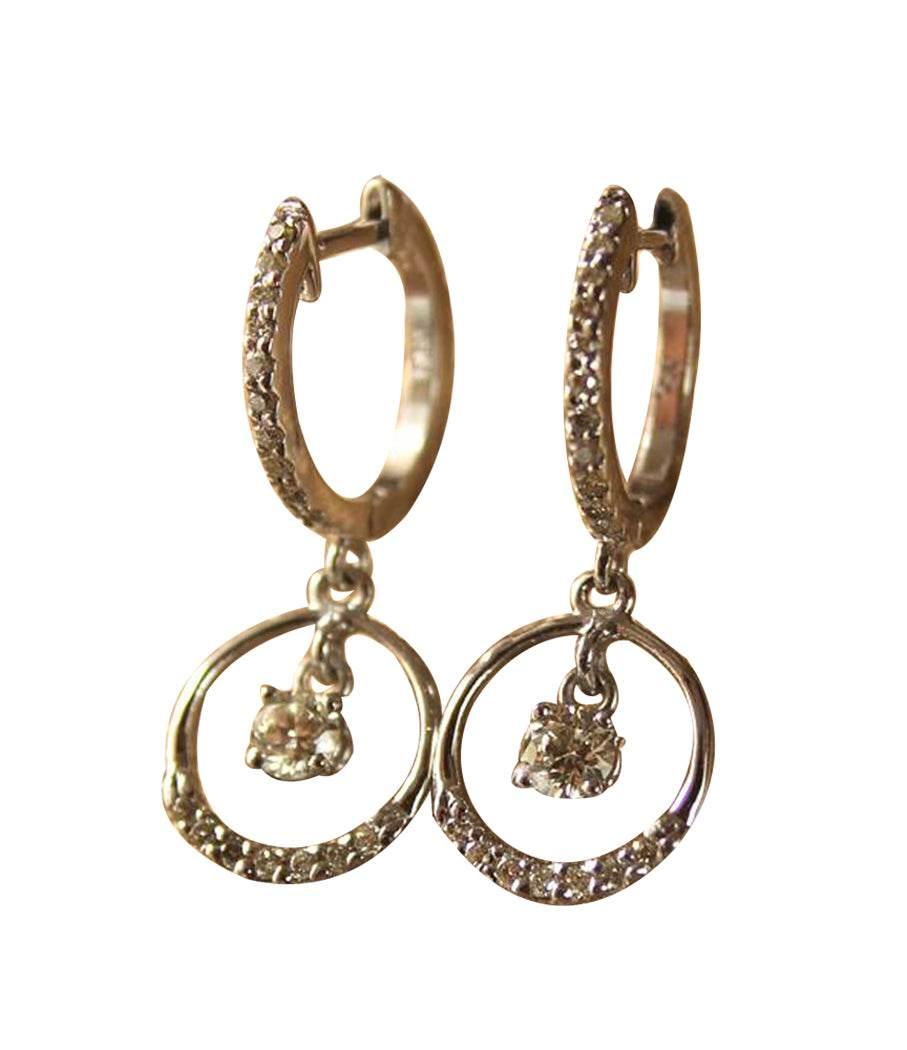 Diamond Hoops with Circle - Jewelslane