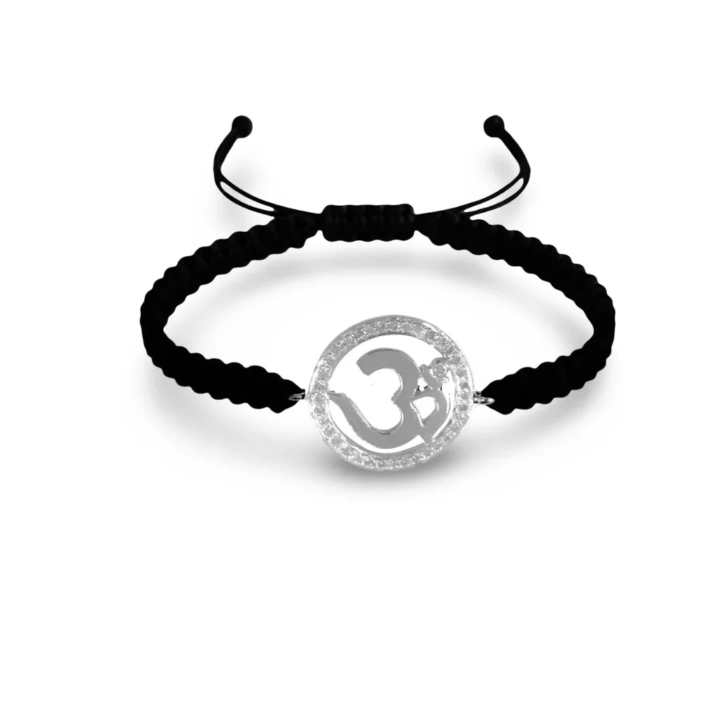 Diamond Studded Elegant Om Bracelet in 92.5 Silver - Jewelslane