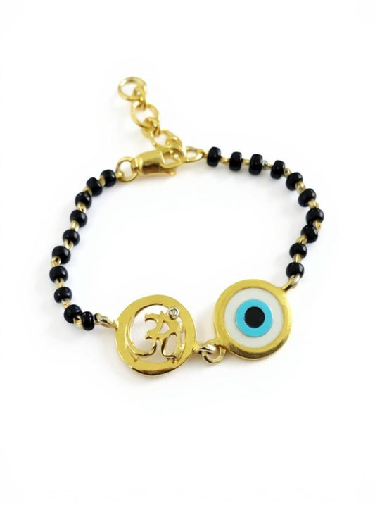 New born Baby Nazaria with Om and Evil Eye in gold - Jewelslane