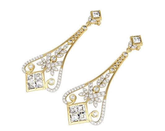 Elegant Diamond Danglers in gold - Jewelslane