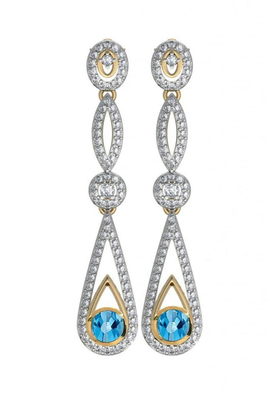 Enchanting Blue Topaz & Diamond Danglers - Jewelslane