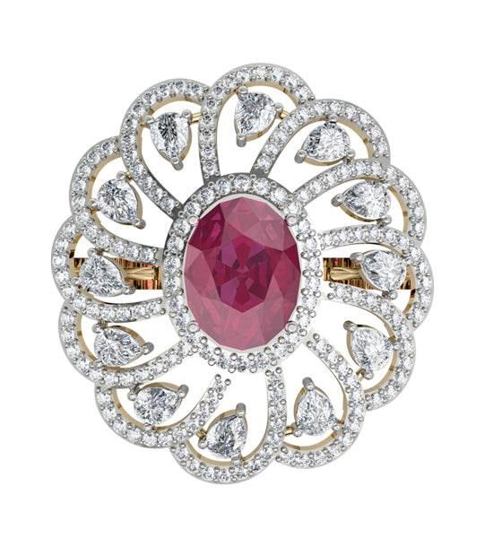 Enticing Ruby Diamond Cocktail Ring - Jewelslane
