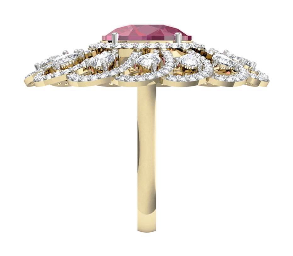 Enticing Ruby Diamond Cocktail Ring - Jewelslane
