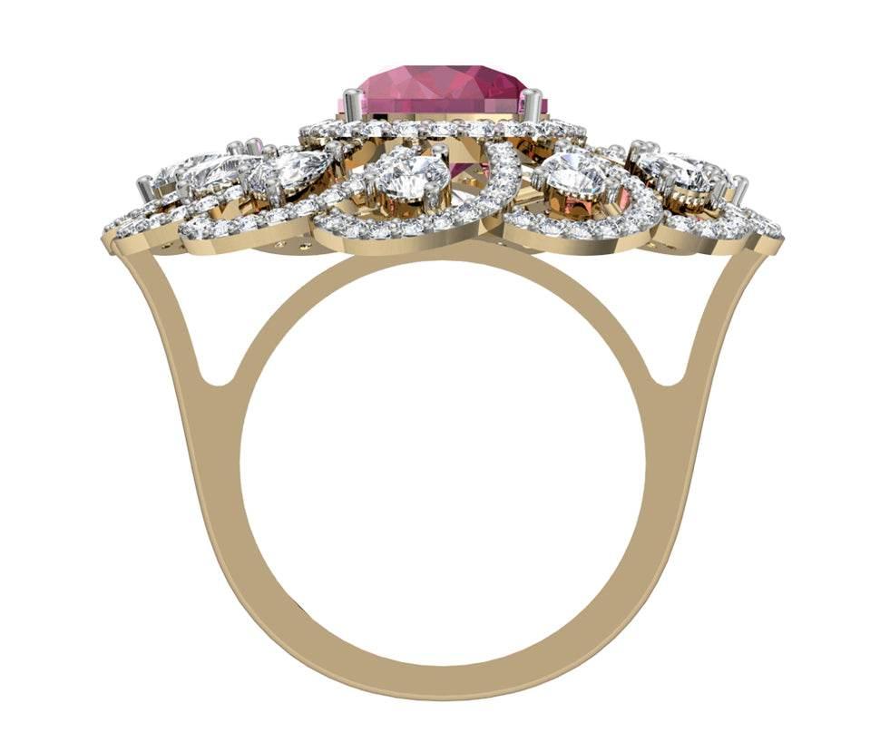 Enticing Ruby Diamond Cocktail Ring - Jewelslane