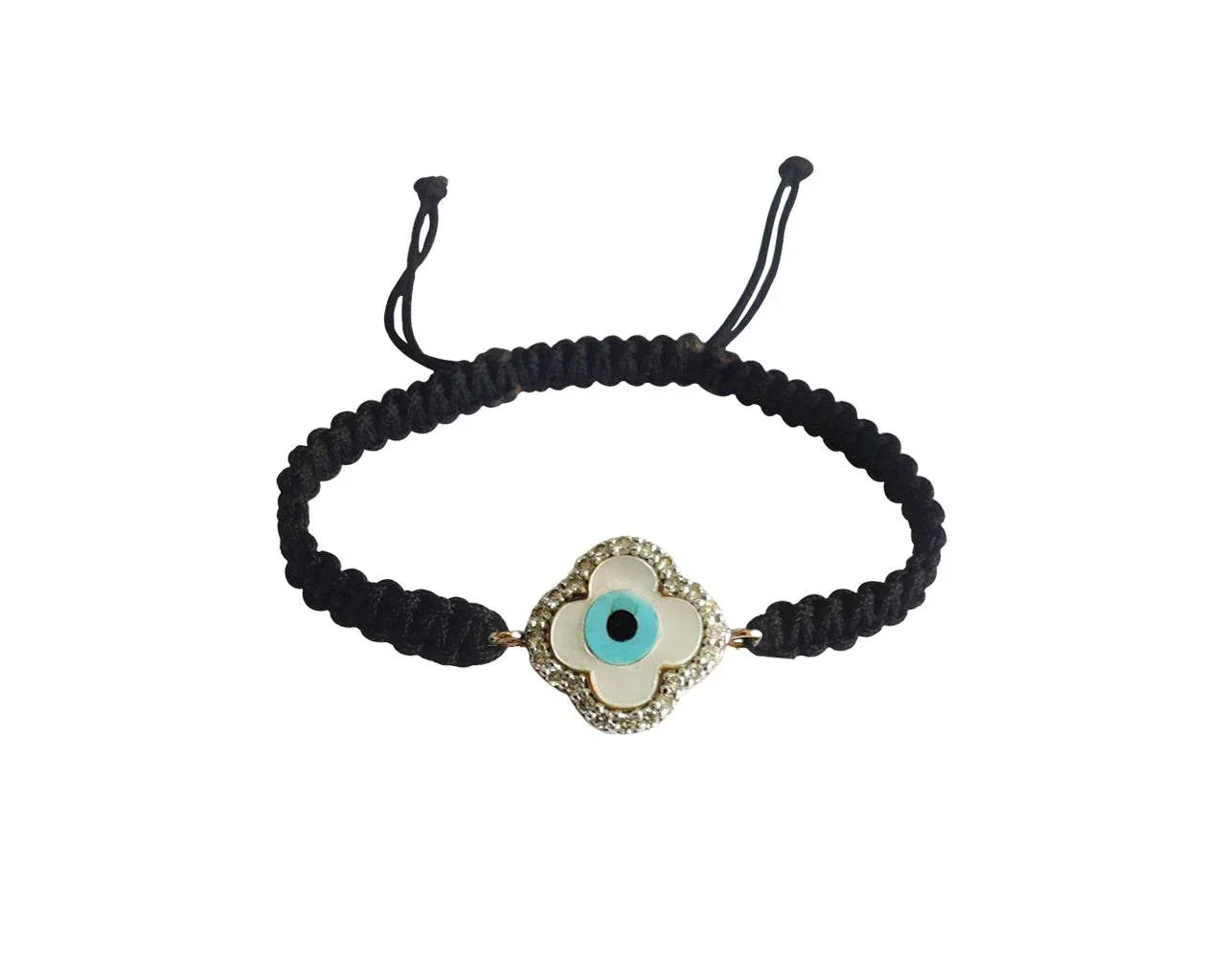 Evil Eye Clover Charm Bracelet in 14k Gold - Jewelslane